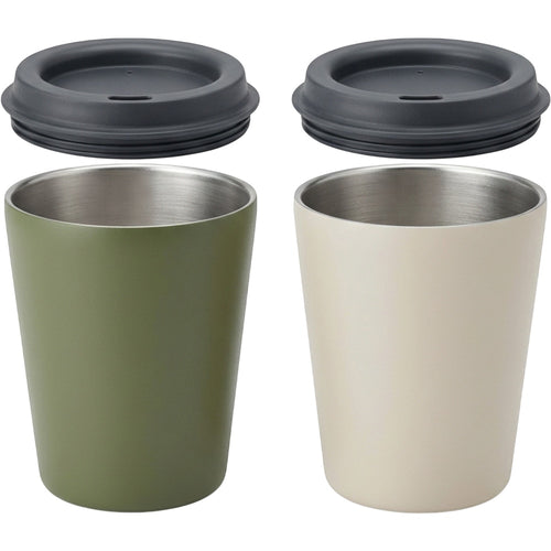 Dalvu Stackable Vacuum Low Cup Set 10 oz x 2 Moss Oatmeal - Product view