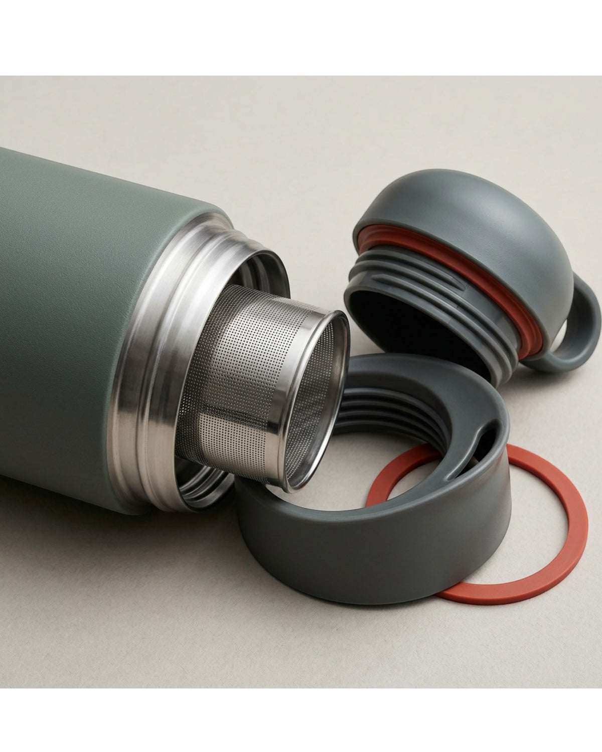Dalvu Vacuum Tea Tumbler with Removable Infuser 16 oz Smoke Green - Detail view